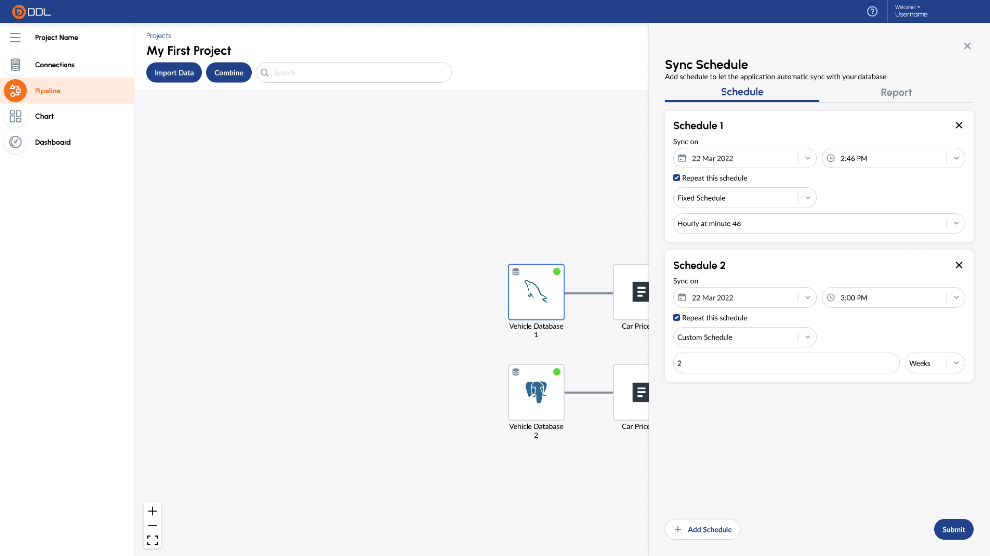 nodes in big data pipeline preparation solution dashboard